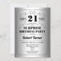 Surprise 21st Birthday - Silver Black