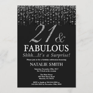 Surprise 21st Birthday Twenty One and Fabulous Invitation
