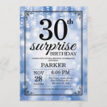 Surprise 30th Birthday Invitation Blue Glitter<br><div class="desc">Surprise 30th Birthday Invitation with Blue String Lights with Blue Glitter Background. Blue Birthday. Adult Birthday. Men or Women Bday Invite. 13th 15th 16th 18th 20th 21st 30th 40th 50th 60th 70th 80th 90th 100th, Any age. For further customization, please click the "Customize it" button and use our design tool...</div>