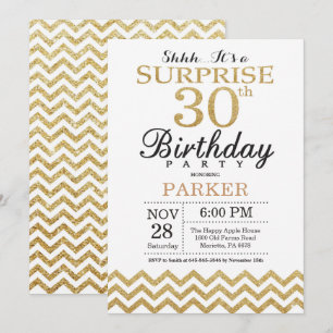 Surprise 30th Birthday Invitation Gold Glitter
