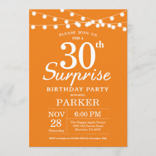 Surprise 30th Birthday Invitation Orange