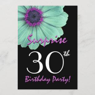 SURPRISE 30th Birthday Party Mint Green Daisy Invitation