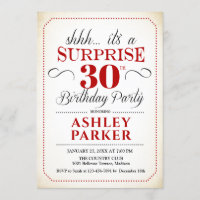 Surprise 30th Birthday Party - White Red Black