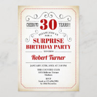 Surprise 30th Birthday - Red White Black
