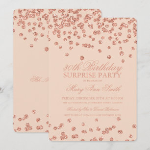 Surprise 30th Birthday Rose Gold Glitter Blush Invitation