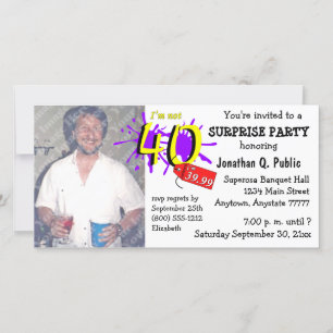 Surprise 40e anniversaire de fête Photo Invitation