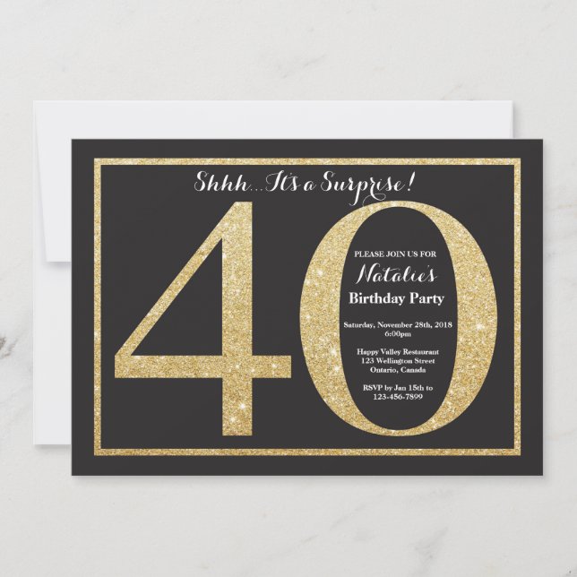 Surprise 40e anniversaire Invitation Parties scint (Devant)