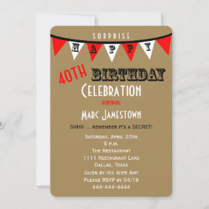 Surprise 40e anniversaire Invitations de fête Bunt
