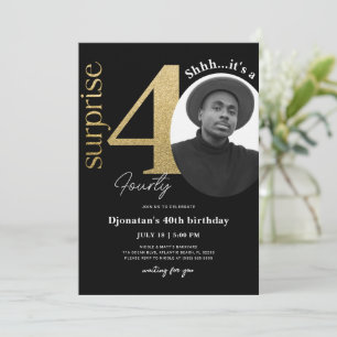 Surprise 40ème Black Gold Invitation photo