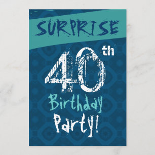 SURPRISE 40th Birthday Blue and Aqua Template W608