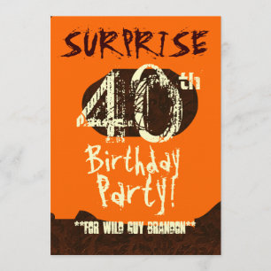 SURPRISE 40th Birthday Brown Ivory Orange C731 Invitation