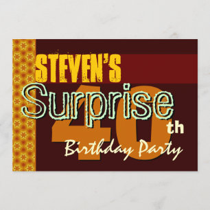 Surprise 40th Birthday Gold and Chocolate Stars Invitation
