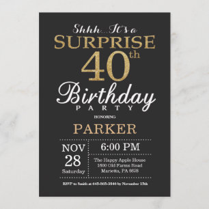 Surprise 40th Birthday Invitation Gold Glitter