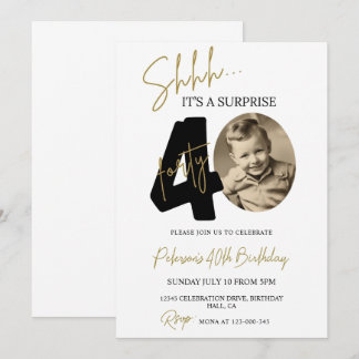 Surprise 40th Birthday Invitation Photo Adult Bday