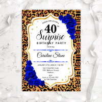 Surprise 40th Birthday - Leopard Gold Royal Blue