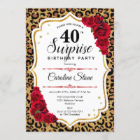 Surprise 40th Birthday - Leopard Gold White Red