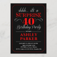 Surprise 40th Birthday Party - Black Red White