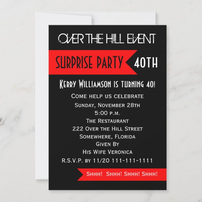 Surprise 40th Birthday Party Invitation (Front)