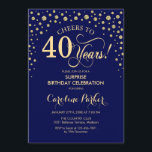 Surprise 40th Birthday Party - Navy Blue Gold Invitation<br><div class="desc">Surprise 40th Birthday Party Invitation.
Elegant design in navy blue and faux glitter gold. Features script font and diamonds confetti. Cheers to 40 Years! Message me if you need further customization.</div>