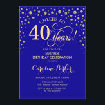 Surprise 40th Birthday Party - Royal Blue Gold Invitation<br><div class="desc">Surprise 40th Birthday Party Invitation.
Elegant design in sapphire royal blue and faux glitter gold . Features script font and diamonds confetti. Cheers to 40 Years! Message me if you need further customization.</div>
