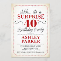 Surprise 40th Birthday Party - White Red Black