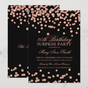 Surprise 40th Birthday Rose Gold Glitter Confetti Invitation