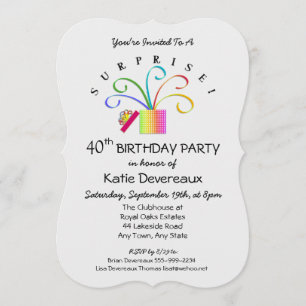 SURPRISE! 40th or Any Age Birthday Party Invitation