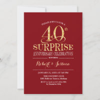 Surprise 40th Wedding Anniversary - Red Gold
