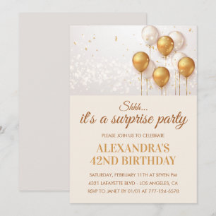 Surprise 42nd birthday invitations Gold