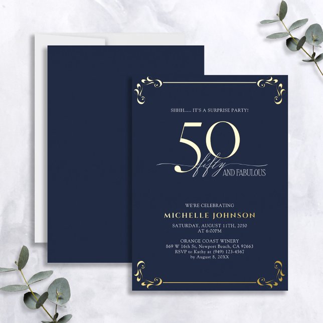 Surprise 50 & Fabulous Blue & Gold Birthday (Creator Uploaded)