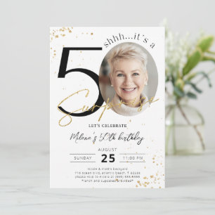 Surprise 50e anniversaire Gold Photo Invitation