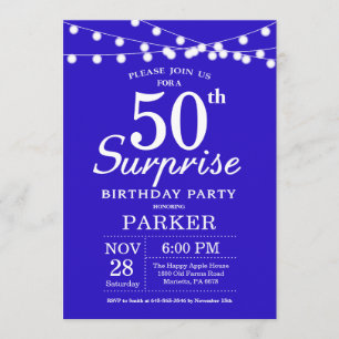 Surprise 50e anniversaire Invitation bleu royal