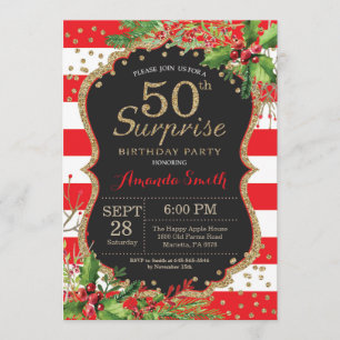 Surprise 50e anniversaire Invitation Noël Or