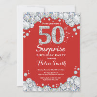 Surprise 50e anniversaire Invitation Silver Diamon