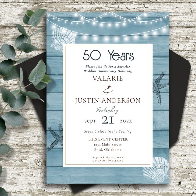 Surprise 50th Anniversary Beach  Invitation (Creator Uploaded)