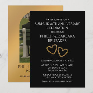 Surprise 50th Anniversary Party Modern Gold Photo Invitation
