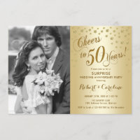 Surprise 50th Anniversary with Photo - Gold
