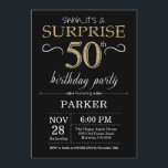 Surprise 50th Birthday Invitation Black and Gold<br><div class="desc">Surprise 50th Birthday Invitation with Black and Gold Glitter Background. Chalkboard. Adult Birthday. Men or Women Bday Invite. Any age. For further customization,  please click the "Customize it" button and use our design tool to modify this template.</div>