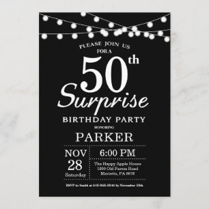 Surprise 50th Birthday Invitation Black and White