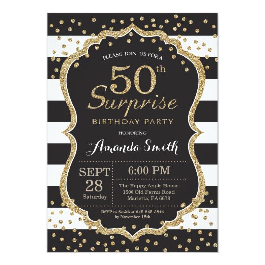 Surprise 50th Birthday Invitation. Gold Glitter Invitation | Zazzle.ca