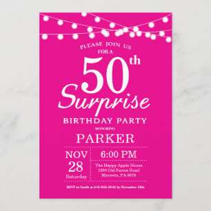 Surprise 50th Birthday Invitation Hot Pink