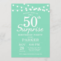 Surprise 50th Birthday Invitation Mint Green