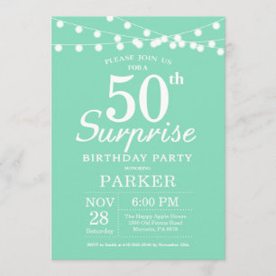Surprise 50th Birthday Invitation Mint Green