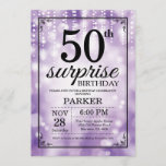 Surprise 50th Birthday Invitation Purple Glitter<br><div class="desc">Surprise 50th Birthday Invitation with Purple String Lights with Purple Glitter Background. Purple Birthday. Adult Birthday. Men or Women Bday Invite. 13th 15th 16th 18th 20th 21st 30th 40th 50th 60th 70th 80th 90th 100th, Any age. For further customization, please click the "Customize it" button and use our design tool...</div>