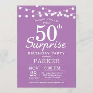 Surprise 50th Birthday Invitation Purple Lavender