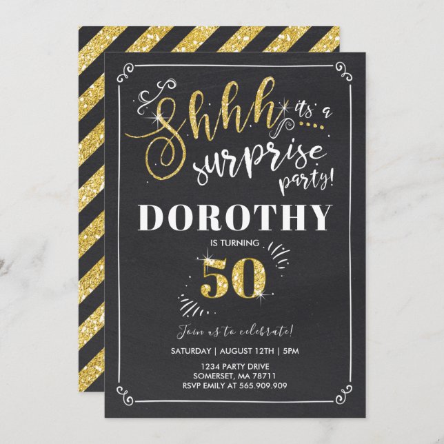 Surprise 50th Birthday Invitation Vintage Surprise (Front/Back)