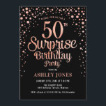 Surprise 50th Birthday Party - Black & Rose Gold Invitation<br><div class="desc">Surprise 50th Birthday Party Invitation.
Elegant design in black and faux glitter rose gold. Features stylish script font and confetti. Message me if you need custom age.</div>