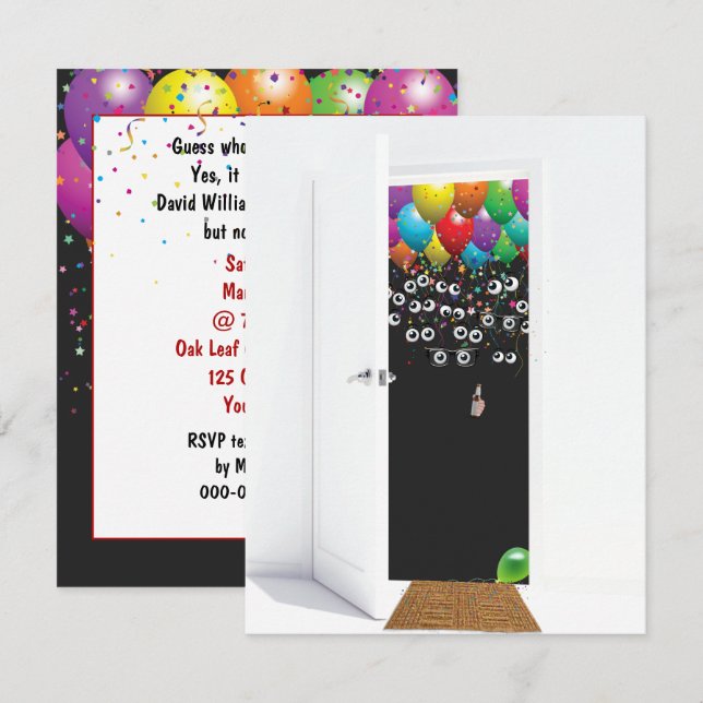 Surprise 50th Birthday Party Door   Invitation (Front/Back)