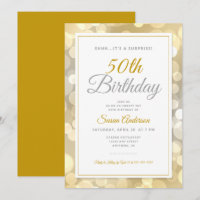 Surprise 50th Birthday Party | Gold Bokeh