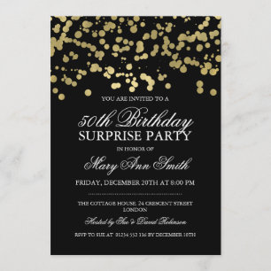 Surprise 50th Birthday Party Gold Foil Confetti Invitation